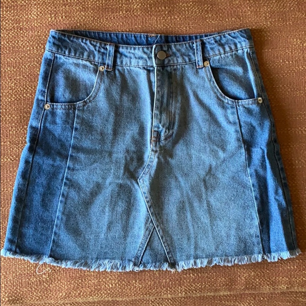Altar’d State Raw Hem Jean Denim Skirt